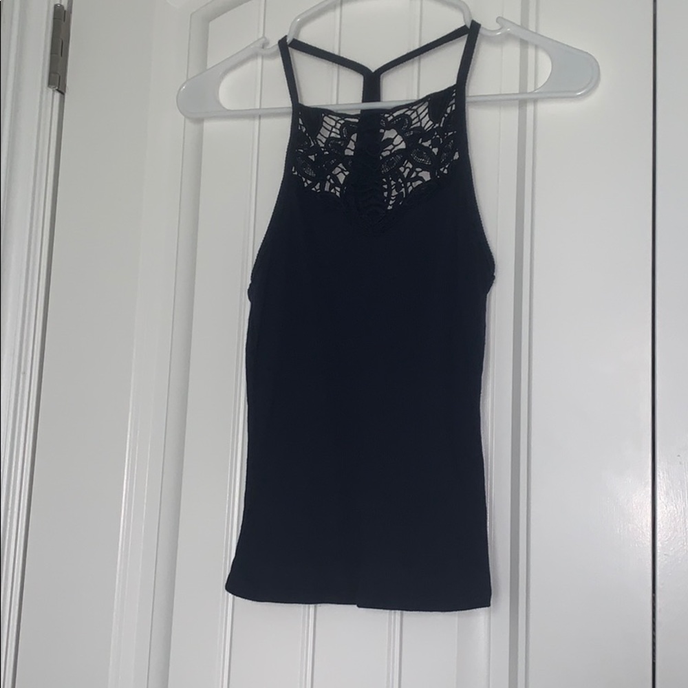 Navy blue lace halter top